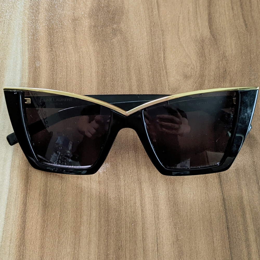 Saint Laurent Paris Black and Gold Sunglasses